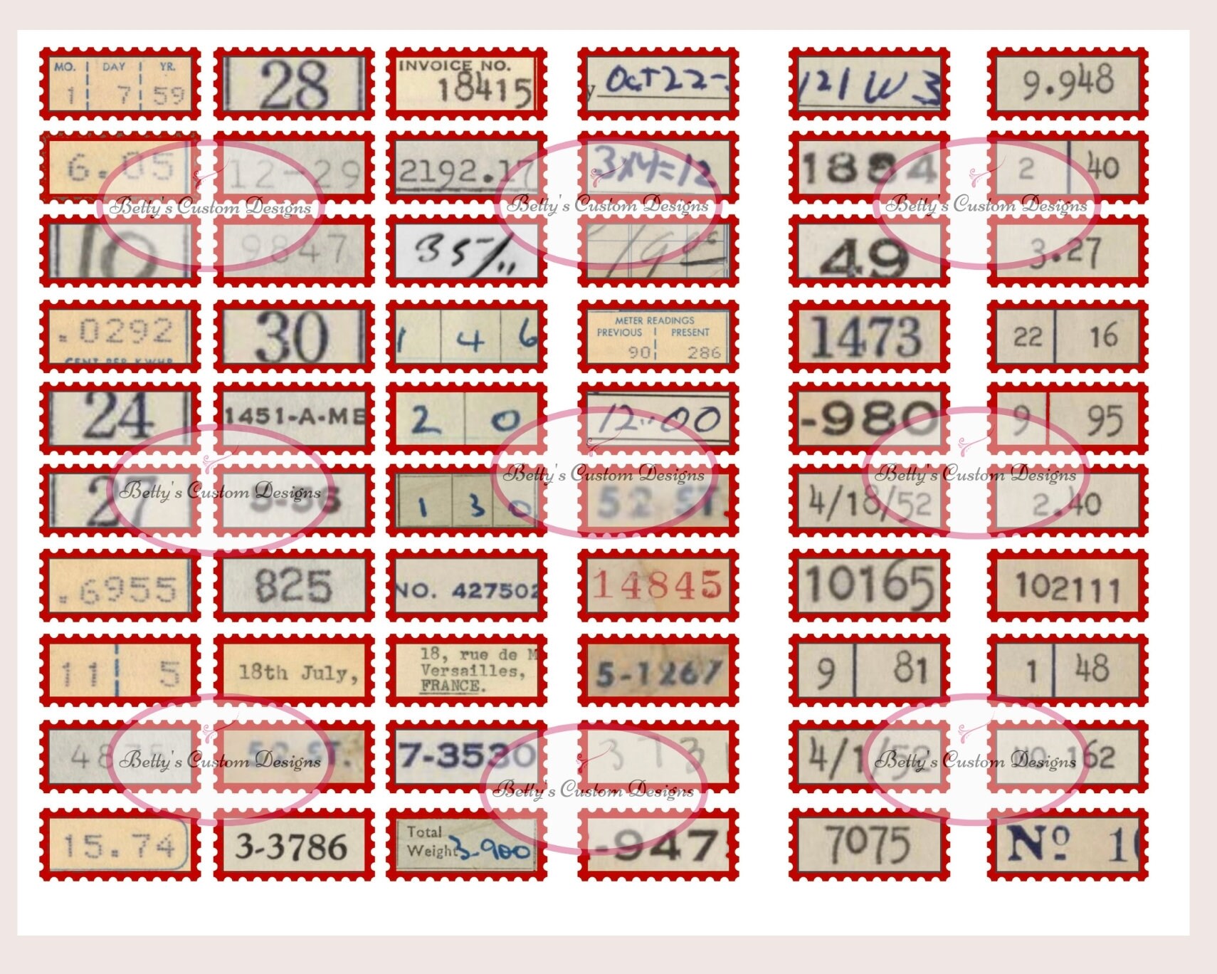 Numbers With Random Note Style Labels - NUMBERS III - Random Font - Handwritten - Printable - Ephemera ...
