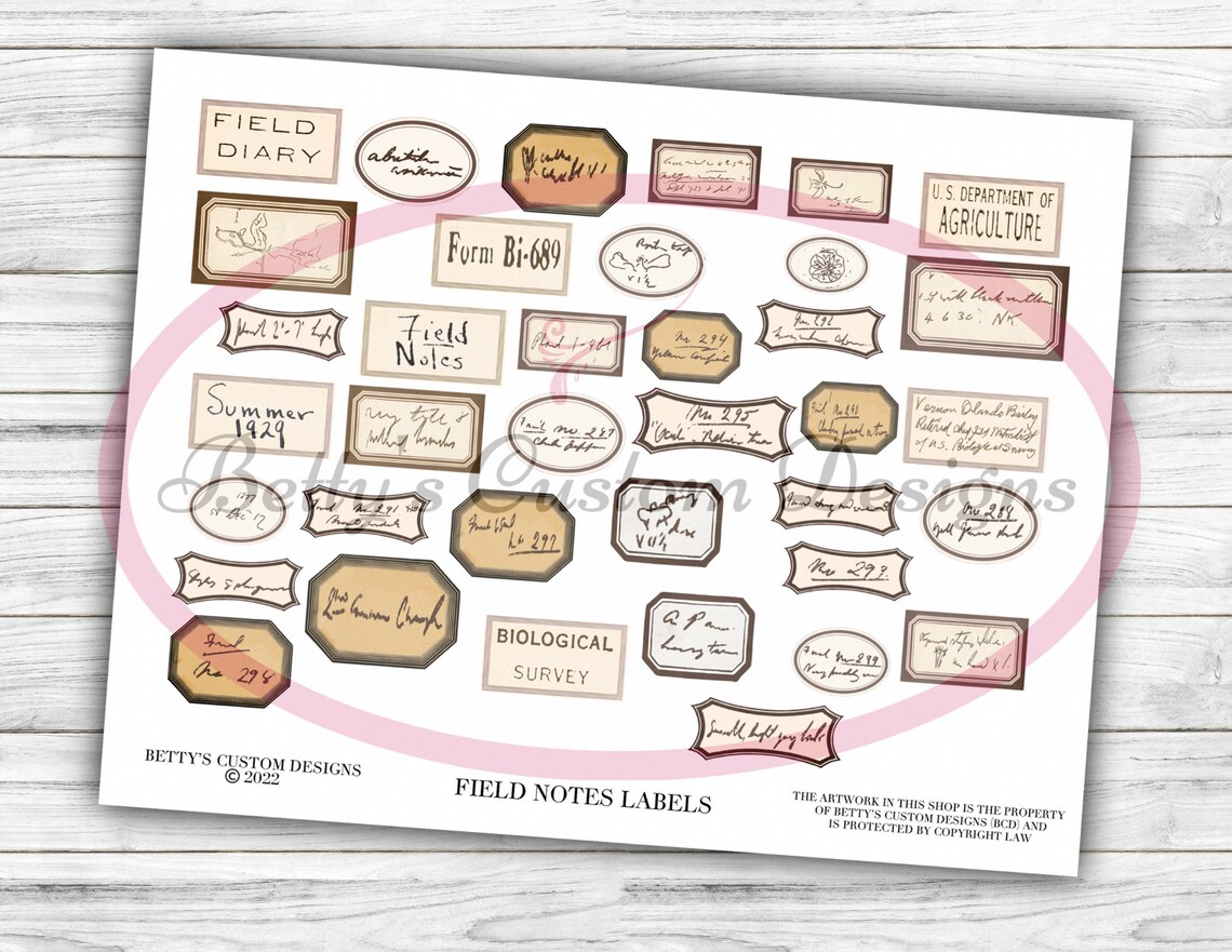 Field Notes Labels - Printable - Ephemera - Junk Journal Label ...