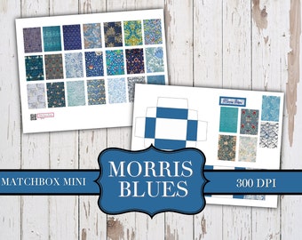 Morris Blue - William Morris Matchbox Mini - Junk Journal - Ephemera - Embellishment - printable - digital - miniature - scrapbook - planner