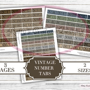Number Tabs - Number Labels - Printable - Ephemera - Junk Journal Label - Journal Phrases - Journal Words - Vintage Font