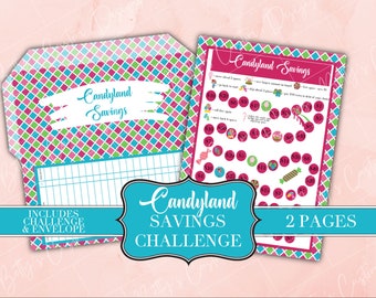 Candy Land Savings Challenge - Envelope & Tracker Included Cash Envelope - Printable - Digital Download Savings - Envelope Challenge