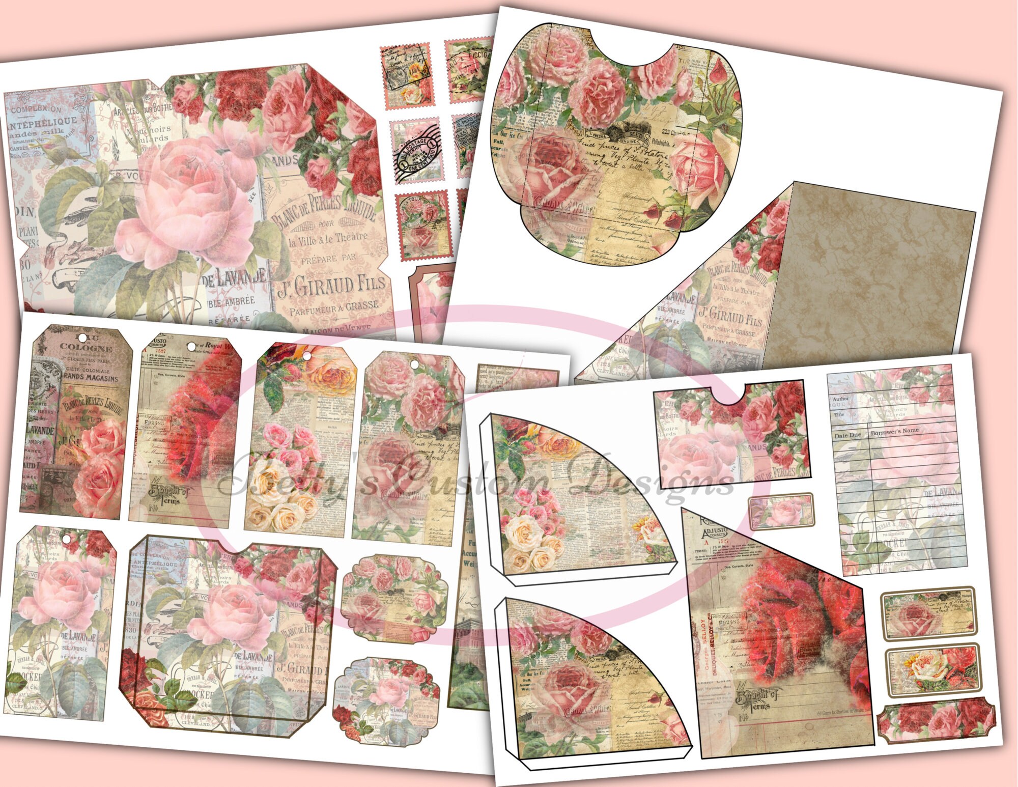 Travelers’ Rose Junk Journal Kit - Digital Paper Prints - Scrapbook ...