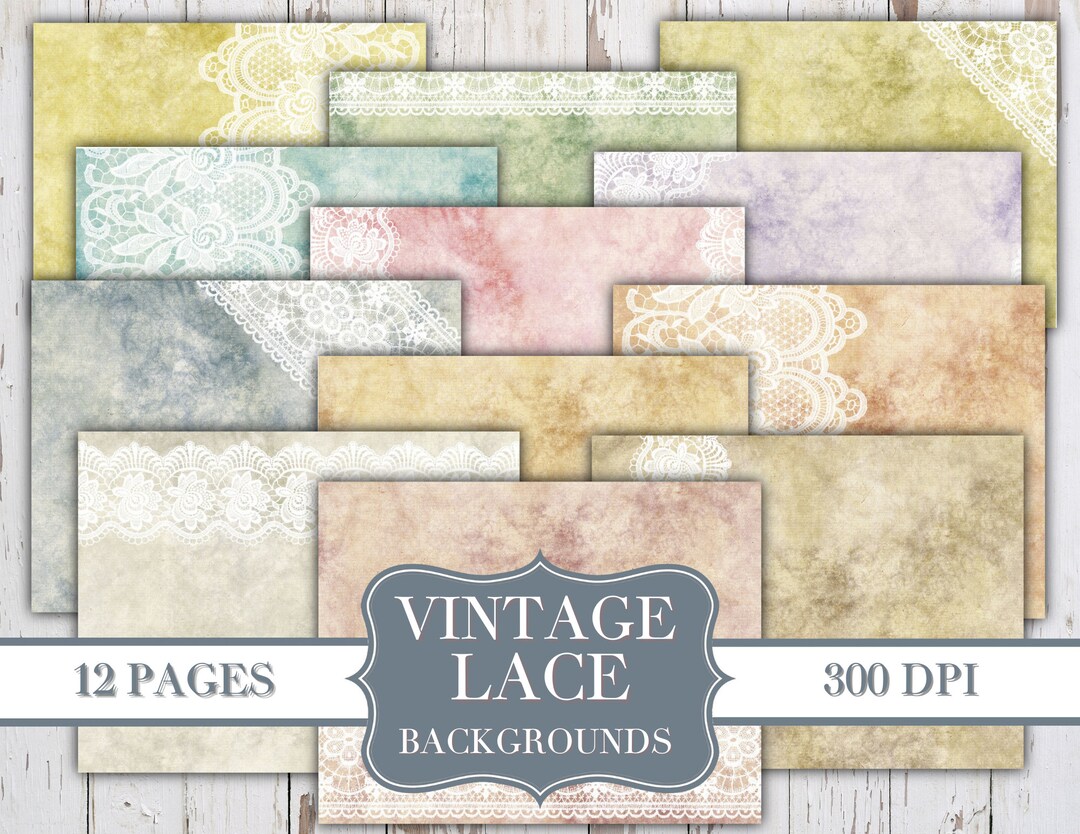 Vintage Lace Background Junk Journal Kit - Digital Paper Prints ...