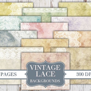 Vintage Lace Background Junk Journal Kit - Digital Paper Prints - Scrapbook - Vintage Books - Ephemera - Paper - Journal Pages