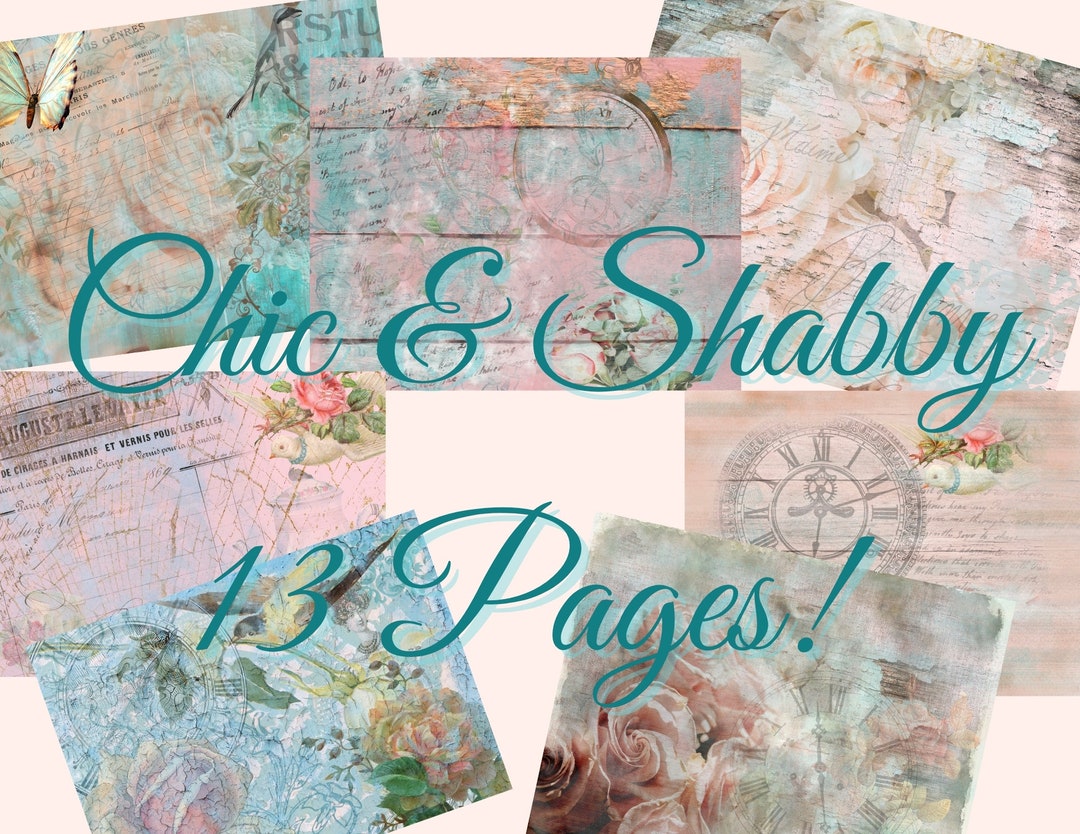 Chic & Shabby Junk Journal Kit - Digital Paper Prints - Scrapbook ...