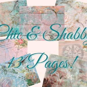 Chic & Shabby Junk Journal Kit - Digital Paper Prints - Scrapbook - Vintage Books - Ephemera - Antique Paper - Journal Pages - Spring