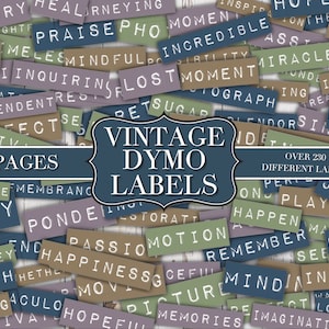 Vintage Dymo Labels - Junk Journal Word Labels - Junk Journal Ephemera - Embellishment - Digital - Printable - Vintage Label