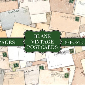 Cartoline vuote vintage - Annullamento postale - Stampe di carta digitale - Scrapbook - Libri vintage - Ephemera - Carta - Pagine di diario