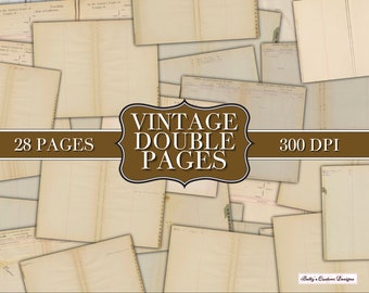 Vintage Double Pages - Digital Download - Printable - Junk Journal Ephemera - Embellishment - Vintage Paper - Grunge - Paper