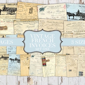 Vintage French Invoices - Set One - Junk Journal Ephemera - Labels - Junk Journal Ephemera - Embellishment - Digital - Printable - Vintage