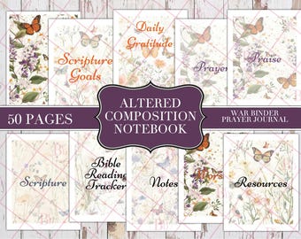Altered Composition Notebook | War Binder | Prayer Journal Insert | Digital Download | Printable | Junk Journal Insert | Printable