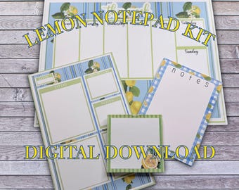 Collezione di blocchetti per appunti stampabili / Lemon Time / Stampabile / Articoli per fiere dell'artigianato