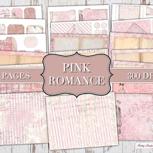 Pink Romance - Junk Journal Kit - Digital Paper Prints - Scrapbook - Vintage Books - Ephemera - Antique Paper - Journal Pages