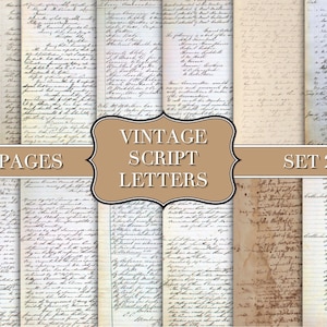 Vintage Script Letters Backgrounds - Set 2 - Digital Paper Prints - Scrapbook - Vintage Books - Ephemera - Paper - Journal Pages