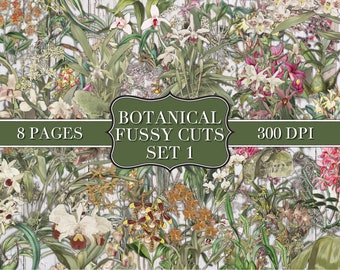 Botanicals - Set 1 - Fussy Die Cut - Digital - Ephemera - Printable - Junk Journal - Tickets - Collage - Embellishment - Scrapbook