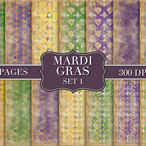 Mardi Gras Set 1 - Junk Journal Kit - Digital Paper Prints - Scrapbook - Vintage Books - Ephemera - Antique Paper - Journal Pages