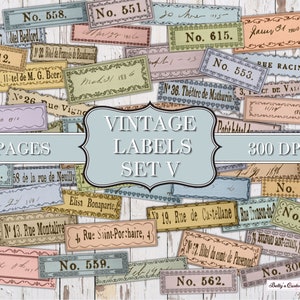 Vintage Labels Set V - Labels - Random Labels - Junk Journal Ephemera - Embellishment - Digital - Printable - Vintage Label