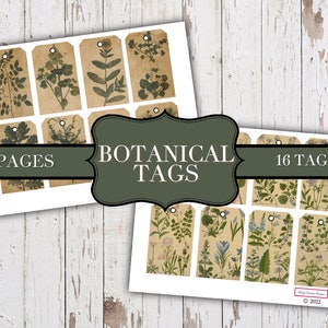 Botanical Tags - Printable Tags - Junk Journaling Digitals - Junk Journaling Tags - Ephemera - Vintage Tag - Vintage Tags