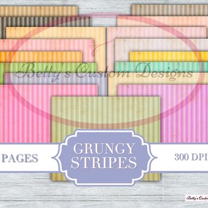 Grungy Stripes Junk Journal Kit - Digital Paper Prints - Scrapbook - Vintage Books - Ephemera - Antique Paper - Journal Pages - Spring