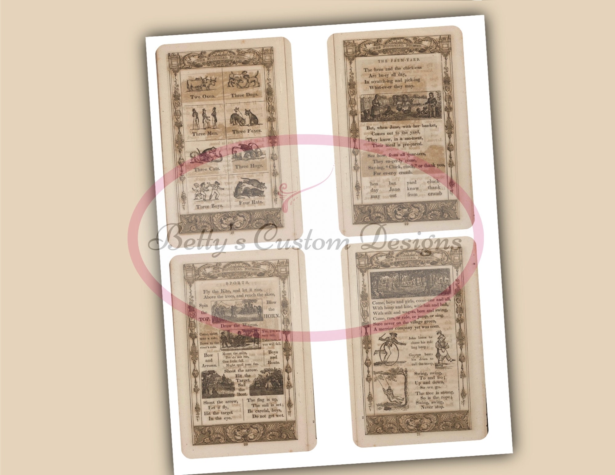 1844 Illustrated Primer Journal Cards Vintage Botanical Etsy