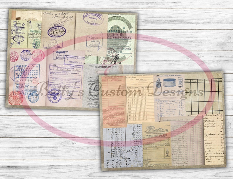 Multiplicity Junk Journal Kit Digital Paper Prints Scrapbook Vintage Books Ephemera Antique Paper Journal Pages Ledger Stamp image 2