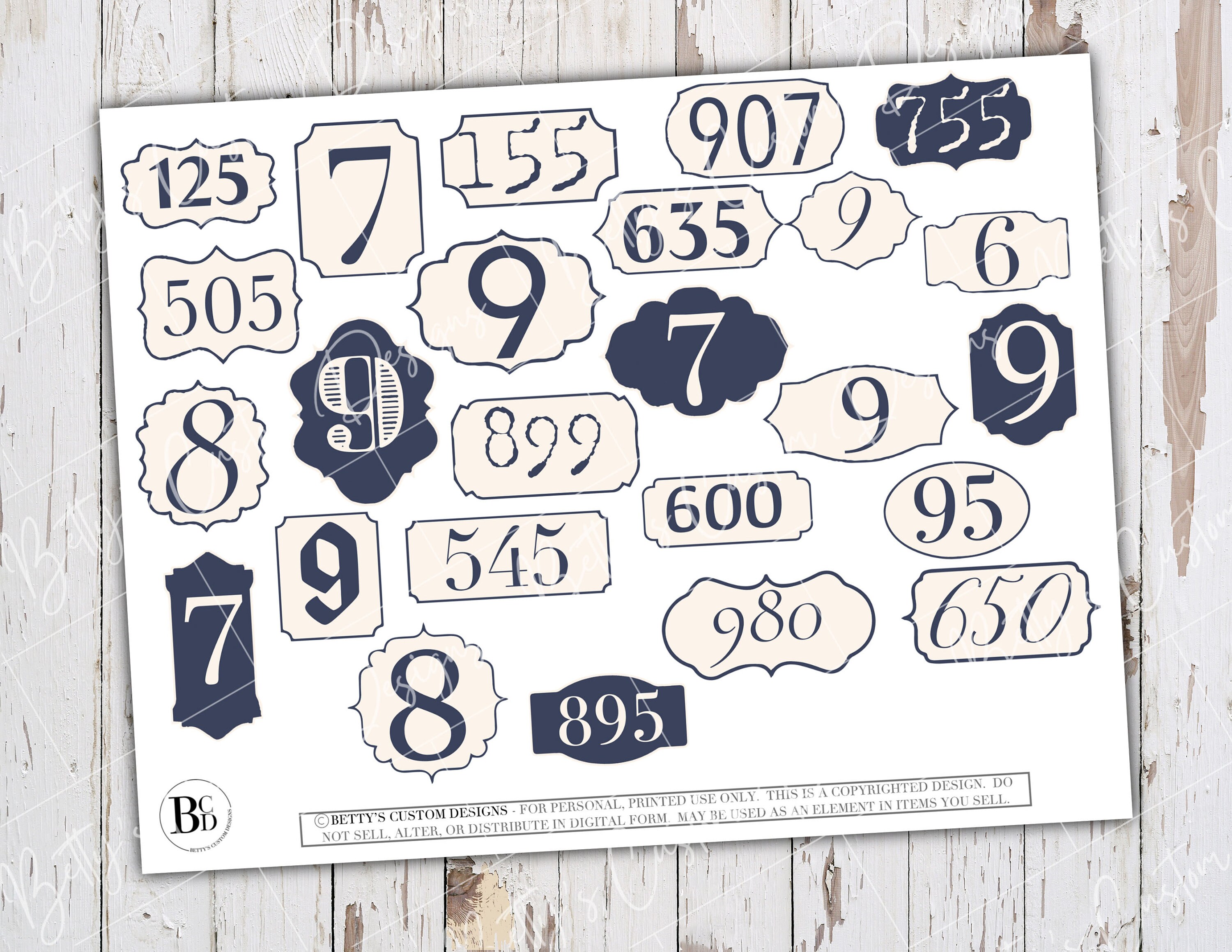 Vintage Blue Number Labels - Random Labels - Junk Journal Ephemera ...