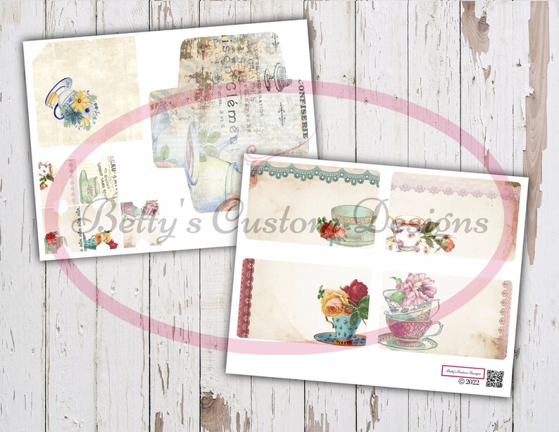 Tea Time - Garden Tea Party - Junk Journal Kit - Digital Paper Prints ...
