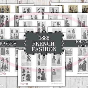 1888 Französische Mode Journal Karten - Digital - Journal Karten aus Vintage Katalog - Verschönerung - Junk Journal Printable -