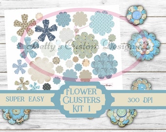 Flower Cluster Kit 1  - Printable - Journal Cards - Digital - Vintage - Collage - Embellishment - Ephemera - Junk Journal - Scrapbook