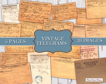 Vintage Western Union Telegram - Digital Download - Printable - Ephemera - Embellishment - Junk Journal - Planner - Scrapbook - Grunge