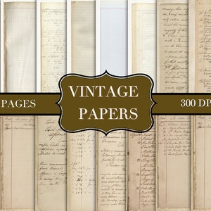 Vintage - Antique  Paper - Notebook - Invoices - Ledgers - Journals - Antique Script - Vintage Script - Letter - Digital - Junk Journal
