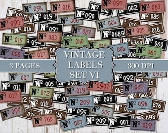 Conjunto de etiquetas vintage VI - Etiquetas - Etiquetas aleatorias - Efímera de diario basura - Embellecimiento - Digital - Imprimible - Etiqueta vintage