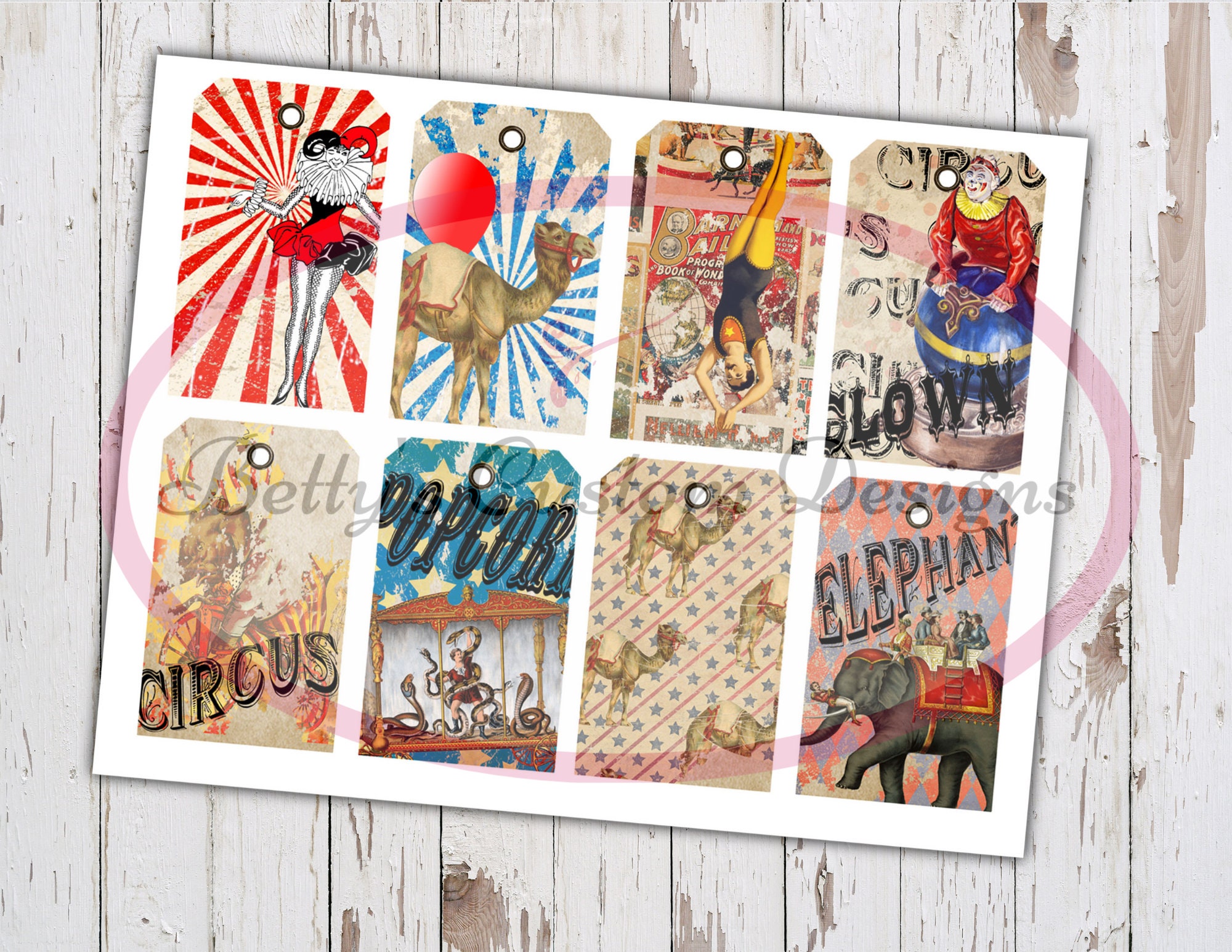 Vintage Circus Ephemera Kit - Printable Tags - Junk Journaling Digitals ...