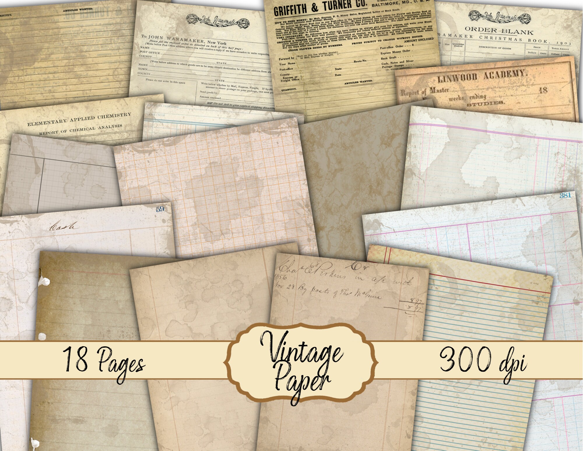Vintage Papers Junk Journal Kit Digital Paper Prints - Etsy