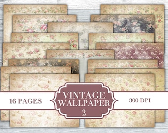 Vintage Wallpaper 2 Junk Journal Kit - Digital Paper Prints - Scrapbook - Vintage Books - Ephemera - Antique Paper - Journal Pages - Spring