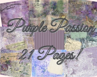 Purple Passion Junk Journal Kit - Digital Paper Prints - Scrapbook - Vintage Books - Ephemera - Antique Paper - Journal Pages - Spring