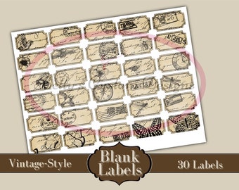 Vintage-Style Blank Labels - Printable - Ephemera - Junk Journal Label - Journal Phrases - Journal Words