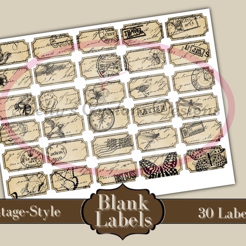 Vintage-style Blank Labels Printable Ephemera Junk - Etsy