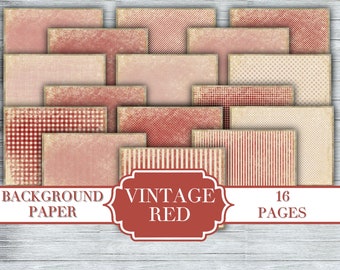 Vintage Red Junk Journal Kit - Digital Paper Prints - Scrapbook - Vintage Books - Ephemera - Antique Paper - Journal Pages
