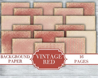 junkjournal【antique Red】 Vintage Red Junk Journal Kit - Digital Paper Prints