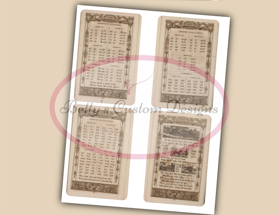 1844 Illustrated Primer Journal Cards Vintage Botanical Etsy