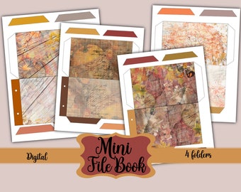 Mini File Folder Book - Indian Summer - Digital - Printable - Journal Cards - Digital - Vintage - Birds - Collage - Embellishment