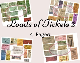 Loads of Tickets 2 -  Random Font - Handwritten -  Printable - Ephemera - Junk Journal Label - Phrases - Journal Phrases - Journal Words