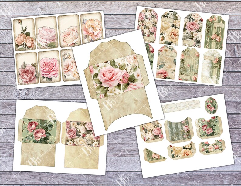 Antique Rose | Junk Journal Kit | Digital | Printable | Ephemera - Etsy
