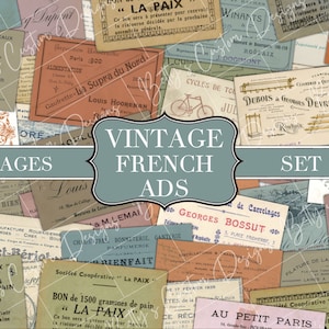 Vintage French Ads - Set 1 - Junk Journal Word Labels - Junk Journal Ephemera - Embellishment - Digital - Printable - Vintage Label