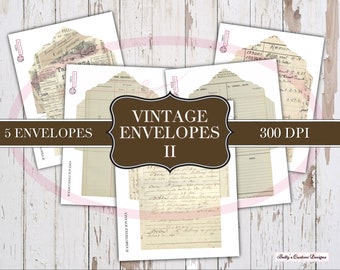 Vintage Envelopes - Set II - Fussy Die Cut - Digital - Ephemera - Printable - Junk Journal - Tickets - Collage - Embellishment - Scrapbook