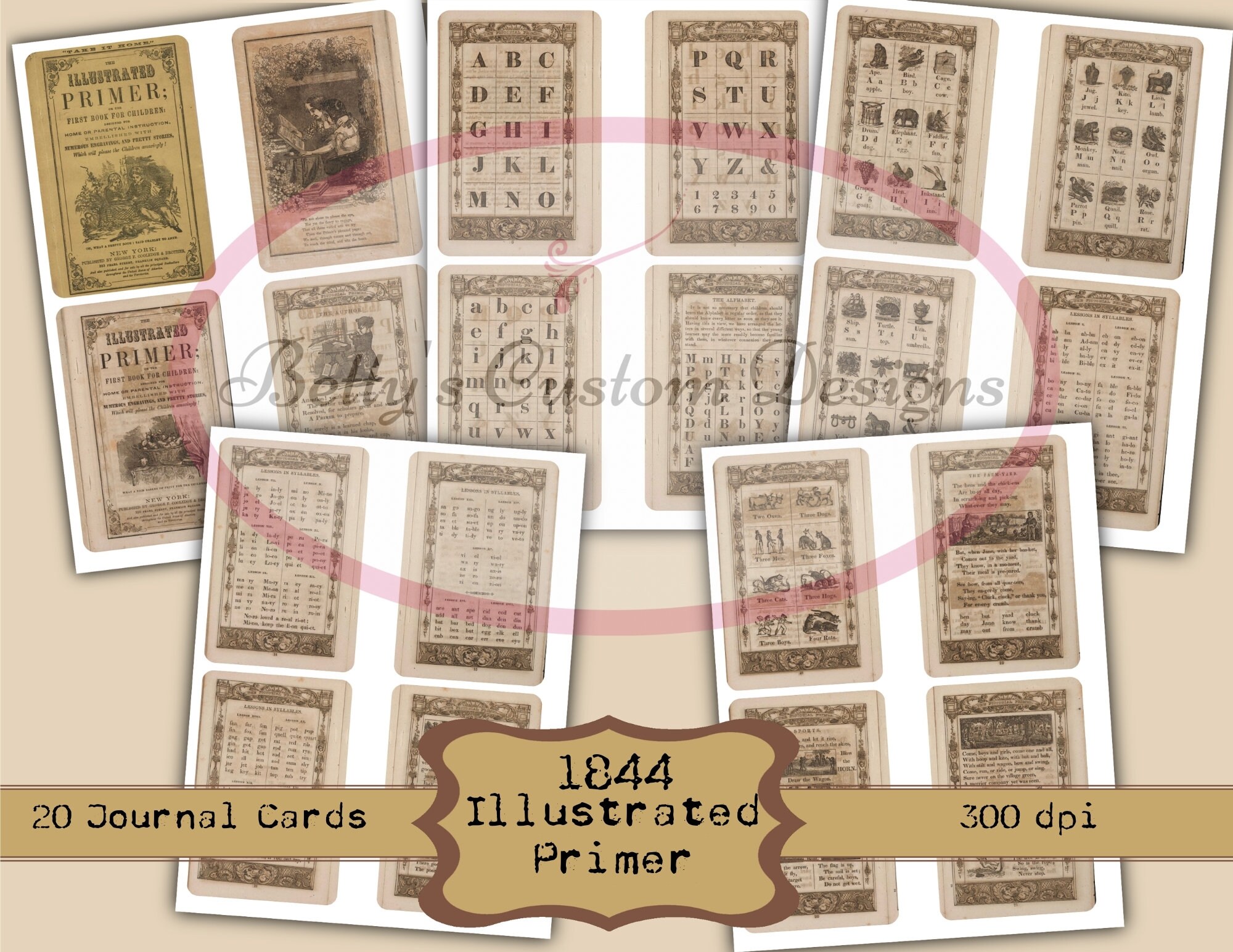 1844 Illustrated Primer Journal Cards Vintage Botanical Etsy