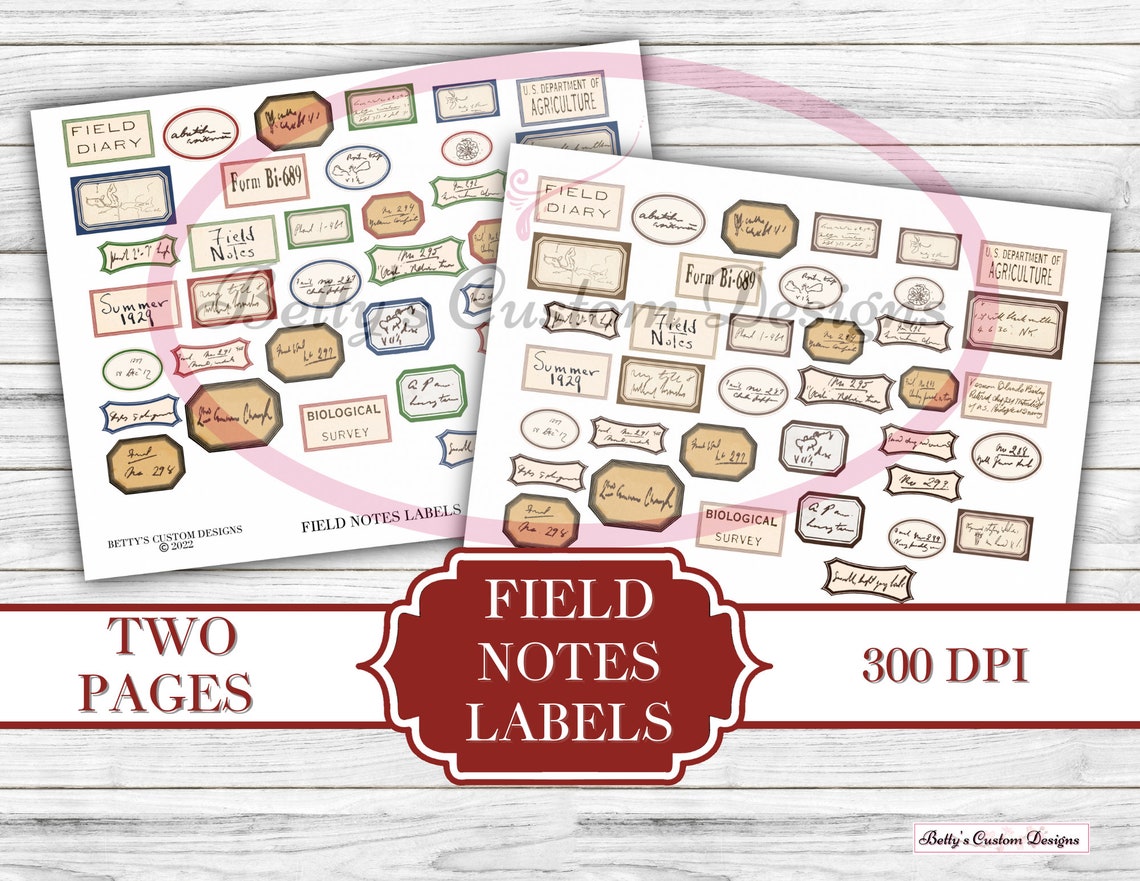 Field Notes Labels Field Notes Labels - Printable - Ephemera - Junk Journal Label ...