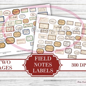 Veldnotities Labels - Afdrukbaar - Ephemera - Junk Journal Label - Journal Phrases - Journal Words - Digitale Botanische Labels