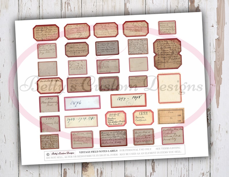 Important Notes Label Field Note Labels - Random Labels - Junk Journal Ephemera ...
